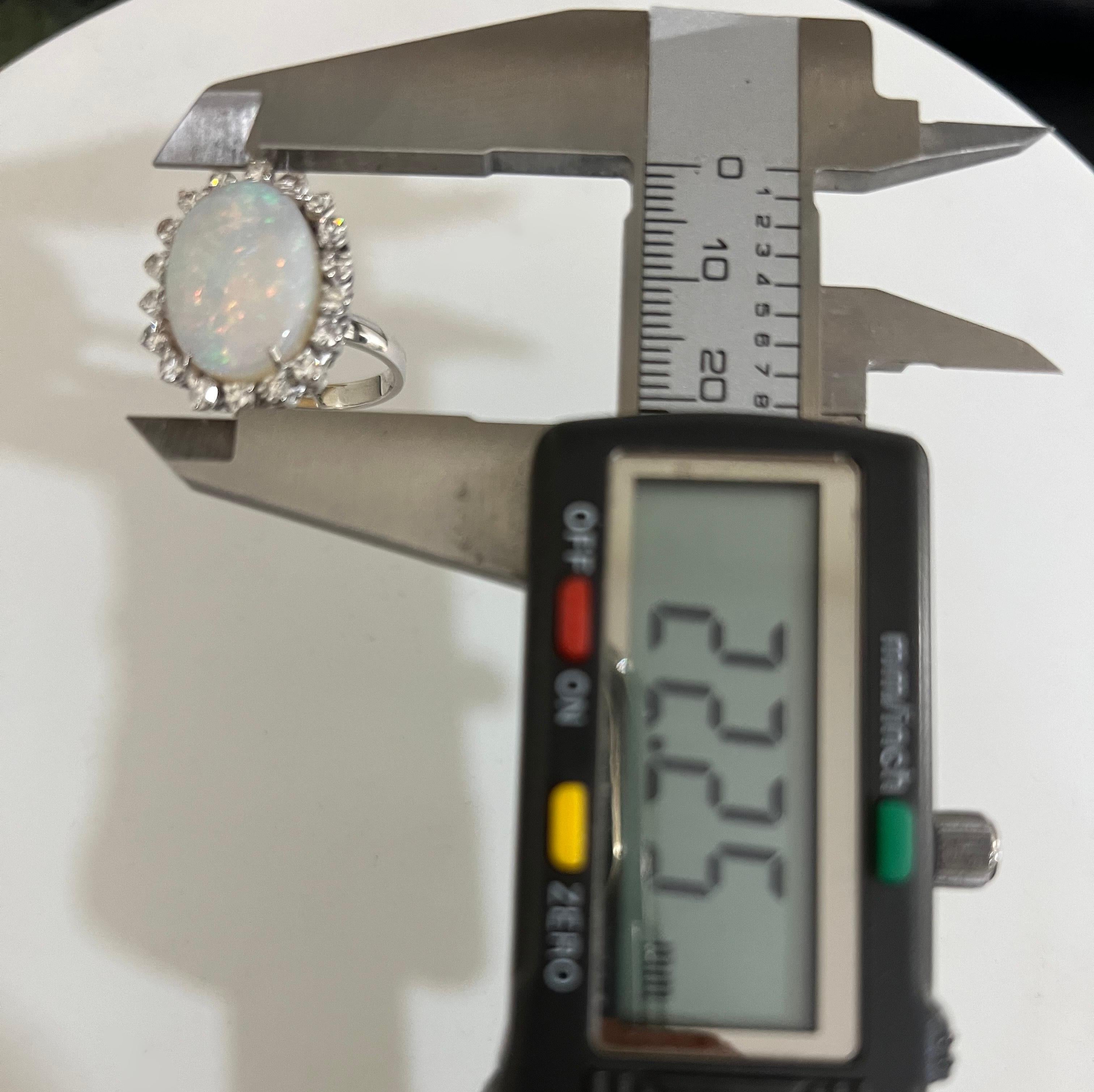 Australian Opal Diamonds 18 Karat White Gold Cocktail Ring For Sale 3