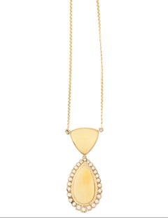 Australian Opal Diamonds 18 Karat Yellow Gold Pendant Necklace