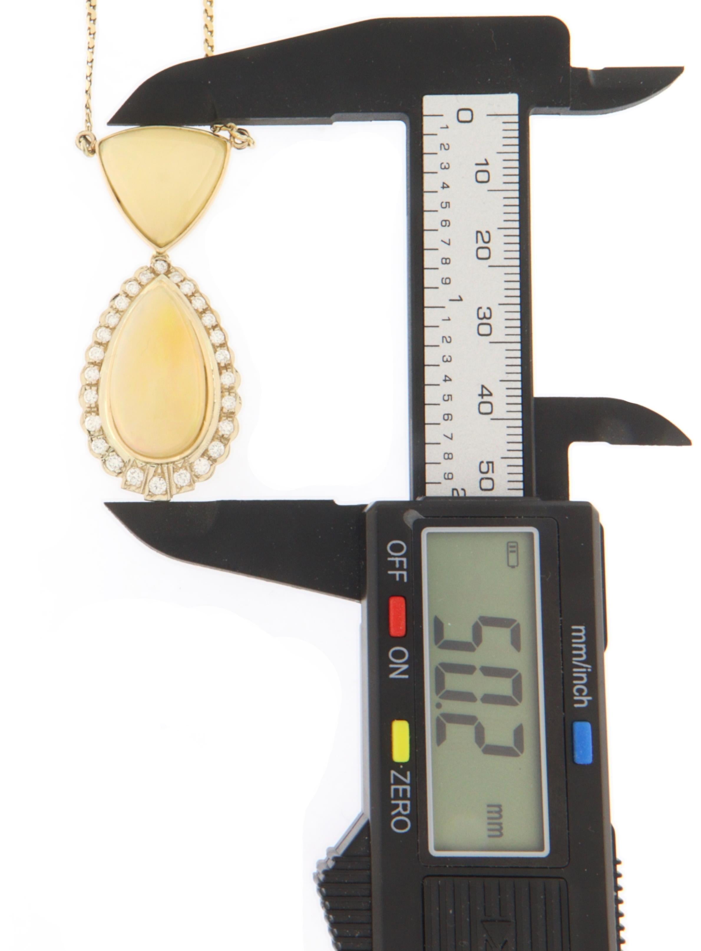 Women's Australian Opal Diamonds 18 Karat Yellow Gold Pendant Necklace For Sale