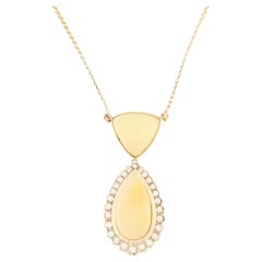 Australian Opal Diamonds 18 Karat Yellow Gold Pendant Necklace