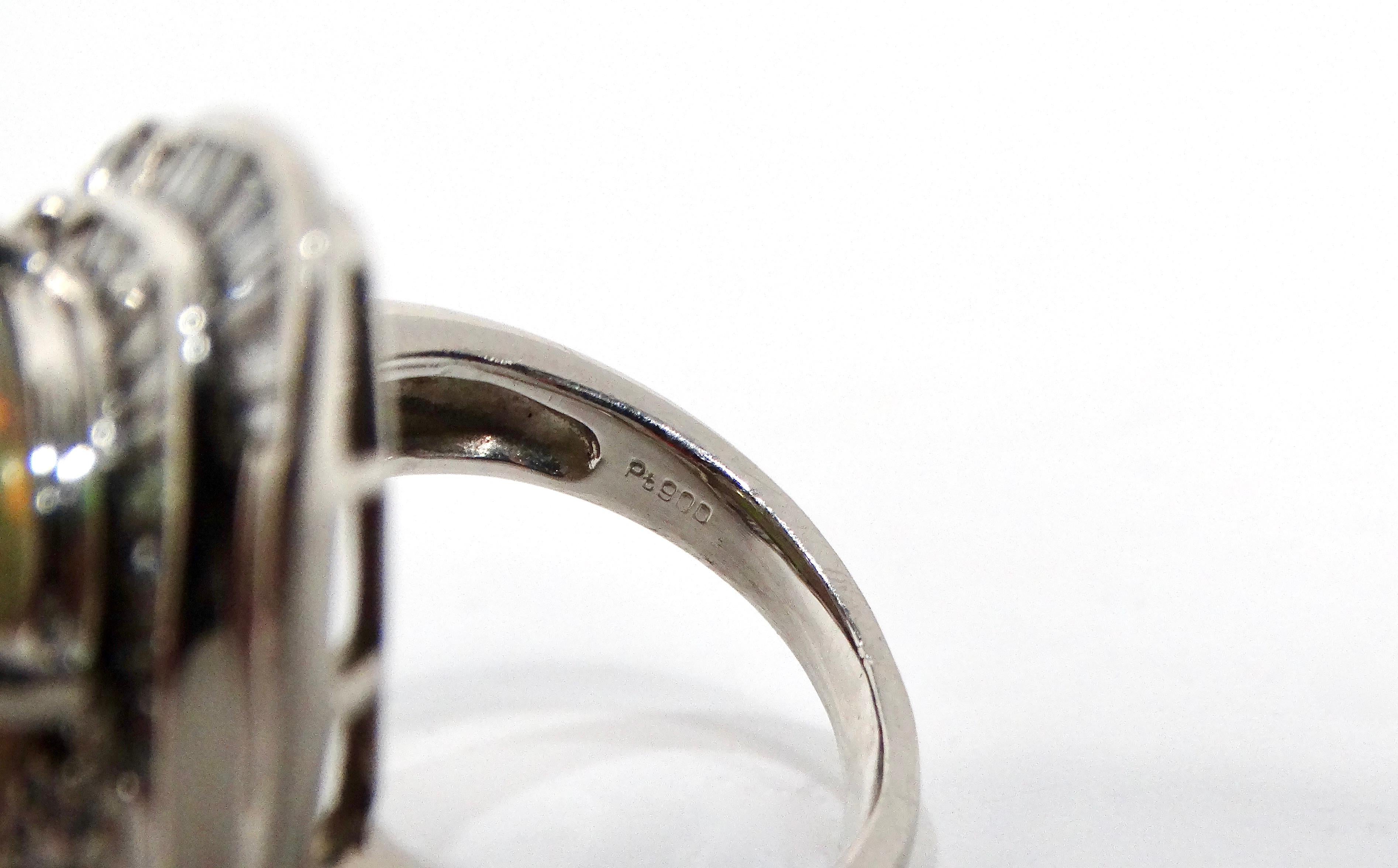 Australian Opal & Diamonds Platinum Cocktail Ring For Sale 3
