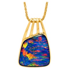 Australian 8.57ct Opal Doublet Pendant Necklace in 18K Yellow Gold Australian 8.57ct Opal Doublet Pendant Necklace in 18K Yellow Gold