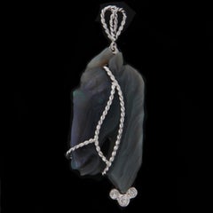 Australian Opal Horse 18 Karat White Gold Diamonds Pendant Necklace