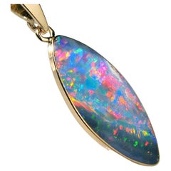 Australian Opal Necklace 14 Karat Yellow Gold