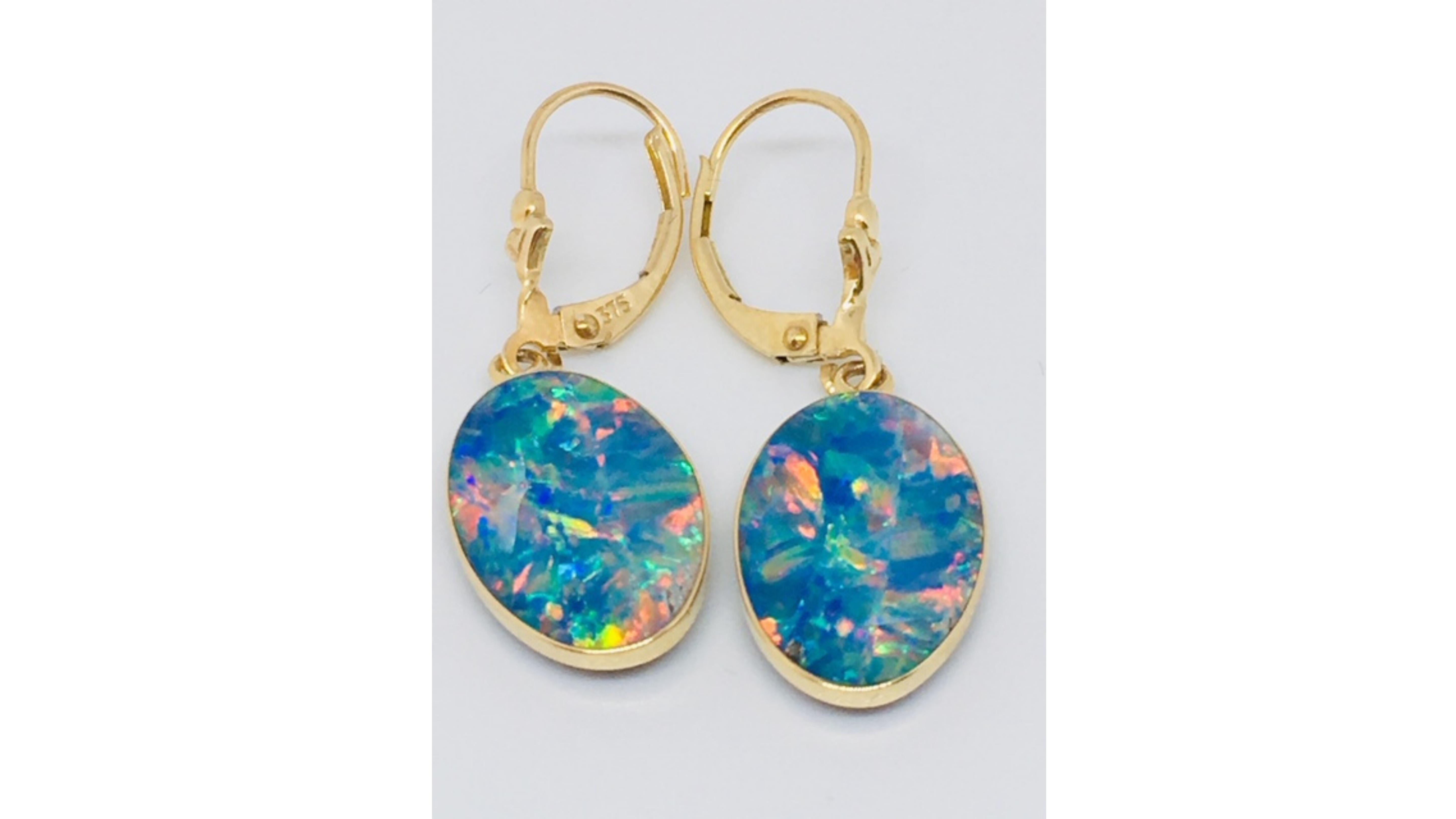 Women's Australian Opal Necklace with Option of Earrings 14k Yellow Gold
