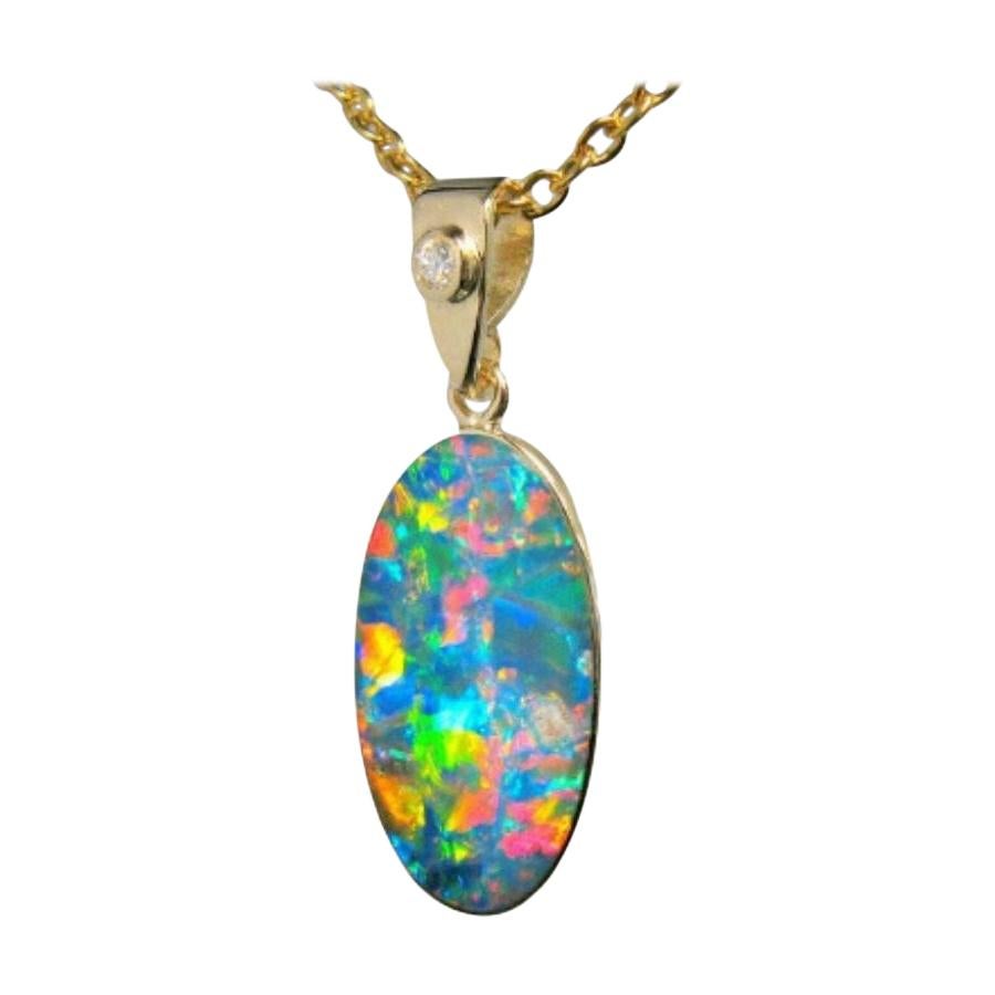 Australian Opal Necklace with Option of Earrings 14k Yellow Gold