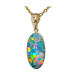 Australian Opal Necklace with Option of Earrings 14k Yellow Gold