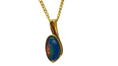 Australian Opal Necklace Yellow Gold Plated