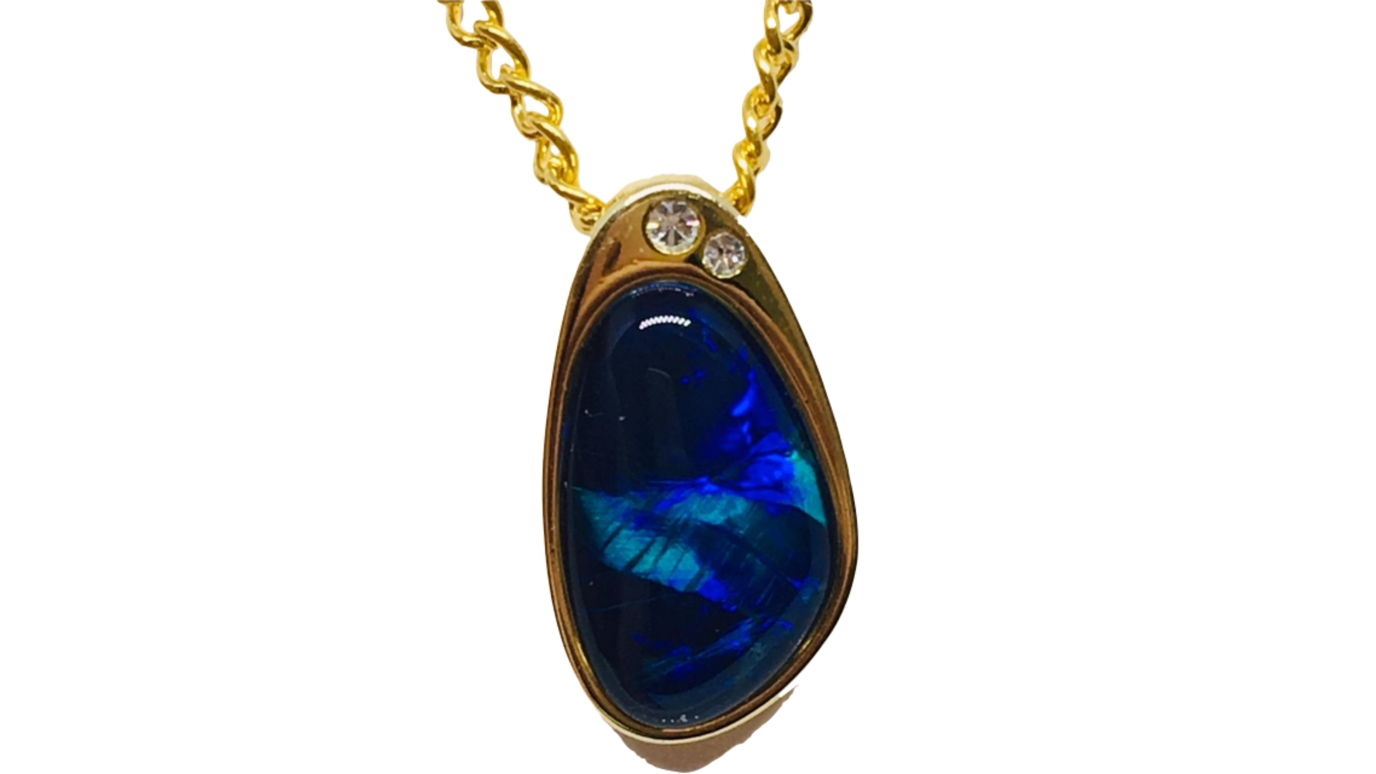 Contemporary Australian Opal Necklace Yellow Gold Plated