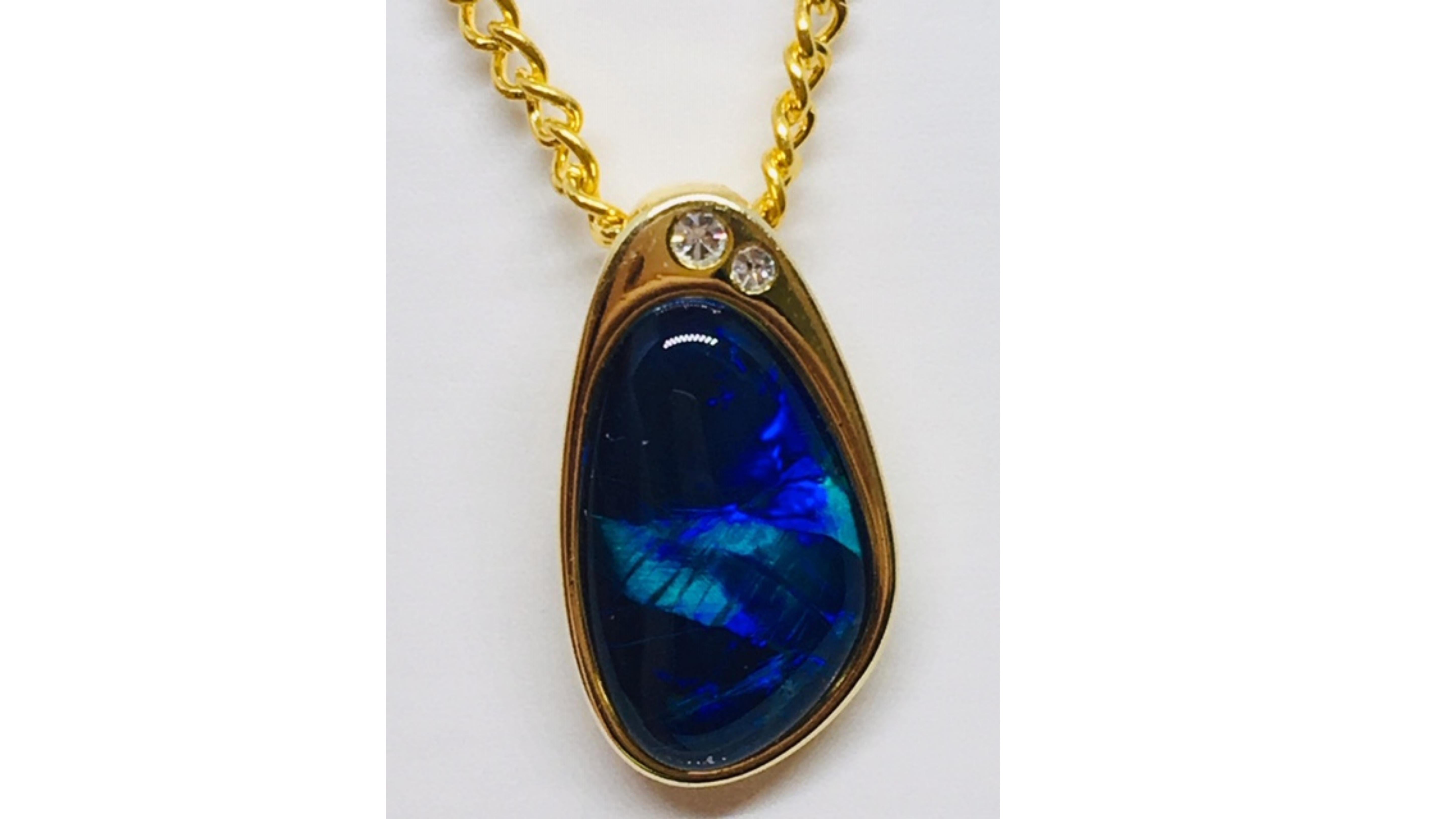 Mixed Cut Australian Opal Necklace Yellow Gold Plated