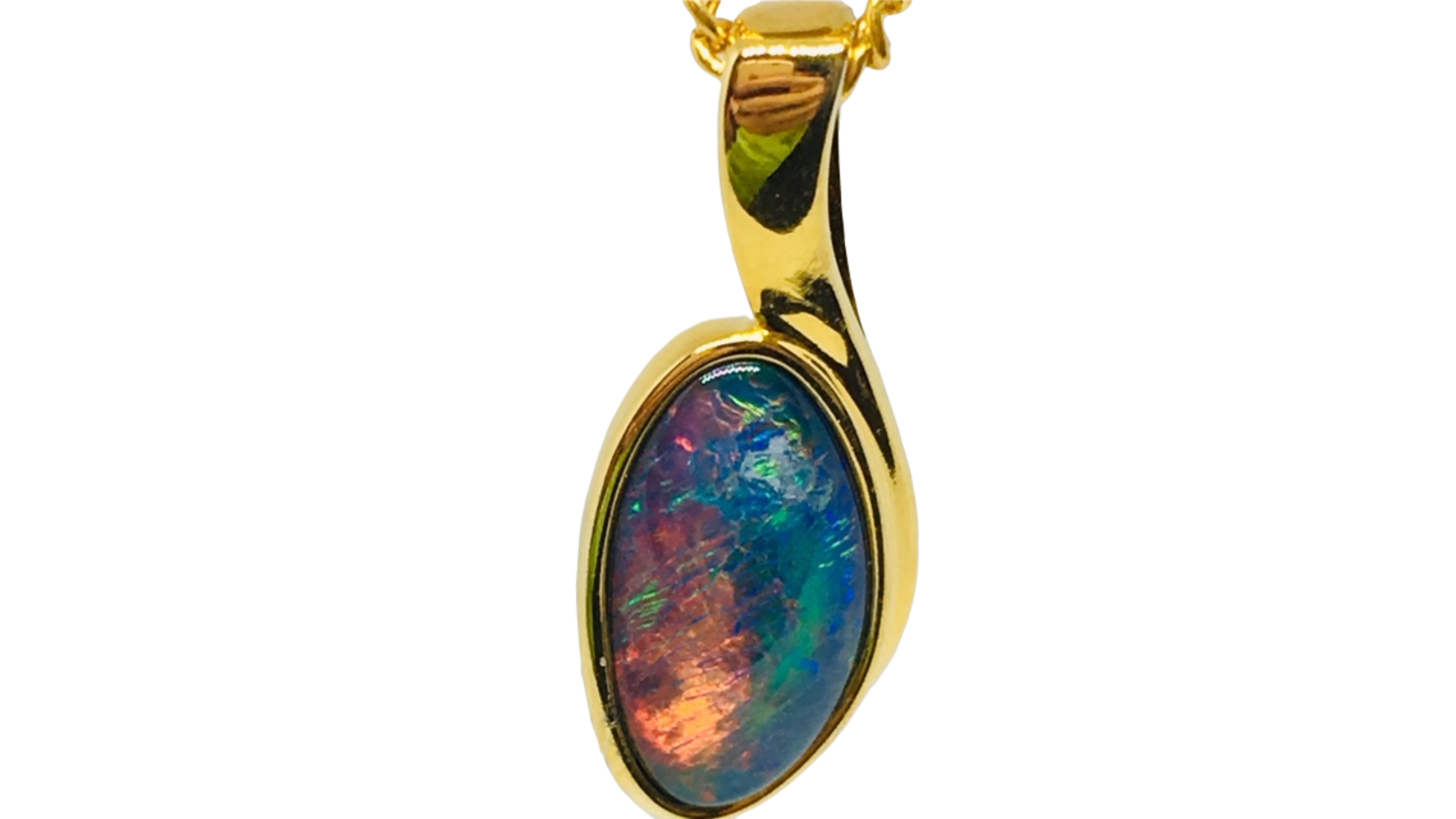 Contemporary Australian Opal Necklace Yellow Gold Plated For Sale