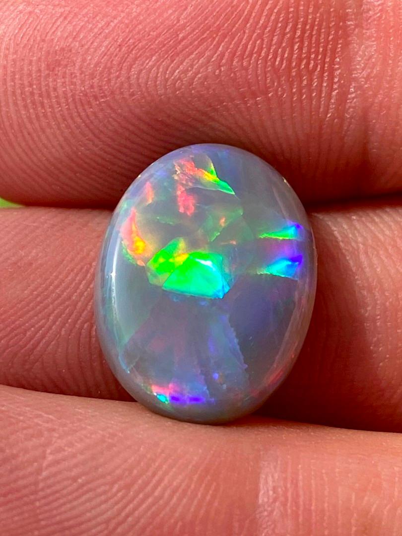 Australischer Opal Oval Cabochon 6,53 Ct Hell Opalescence Stein Flagstone Muster 1