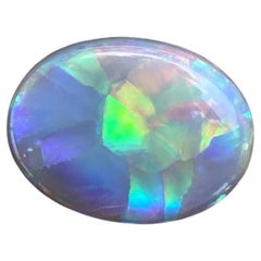 Australian Opal Oval Cabochon 6.53 Ct Bright Opalescence Stone Flagstone Pattern