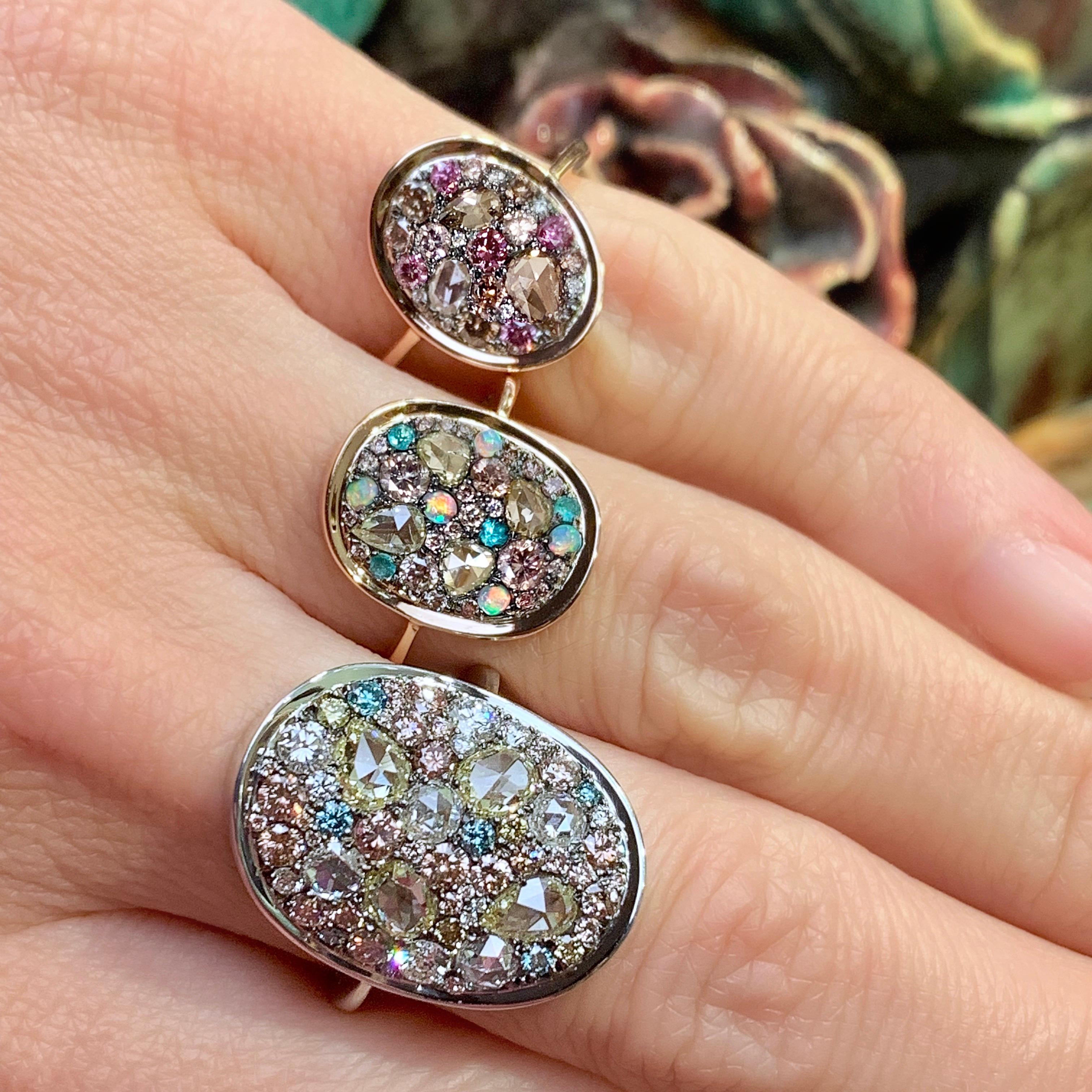 Australian Opal, Paraïba Tourmaline, Fancy Chocolate Pink Diamond Pave Ring 4