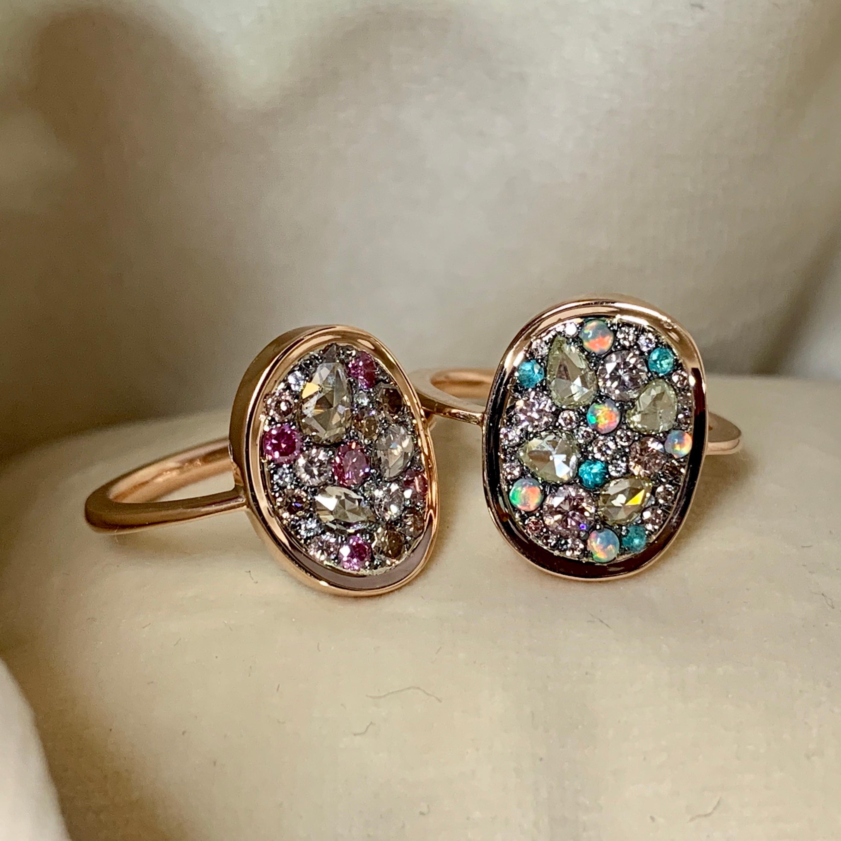 Australian Opal, Paraïba Tourmaline, Fancy Chocolate Pink Diamond Pave Ring 1