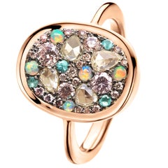 Australian Opal, Paraïba Tourmaline, Fancy Chocolate Pink Diamond Pave Ring