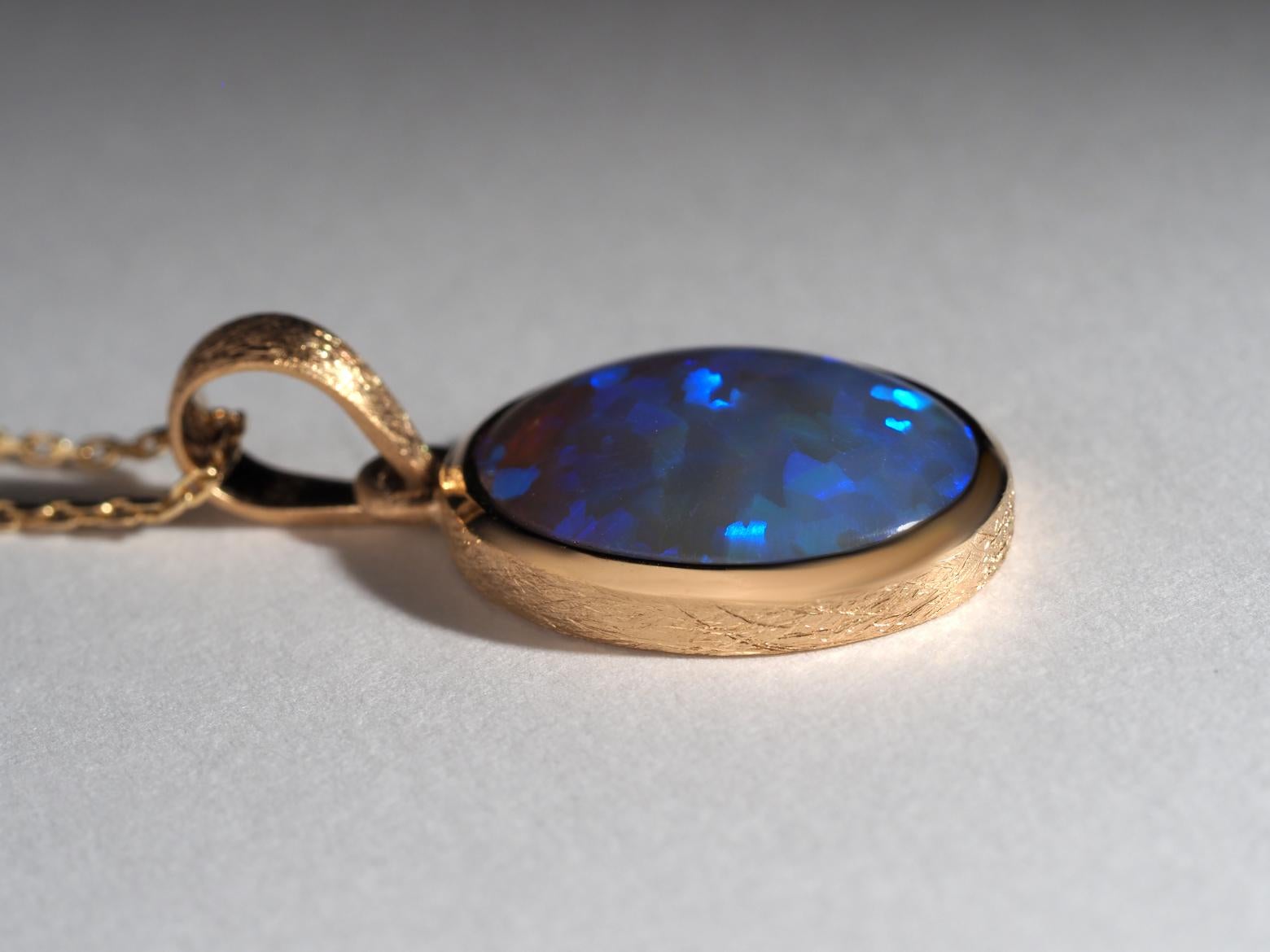 Australian Opal Anhänger Precious 18K Gold Halskette Blau Gelassenheit Geschenk Frau 4
