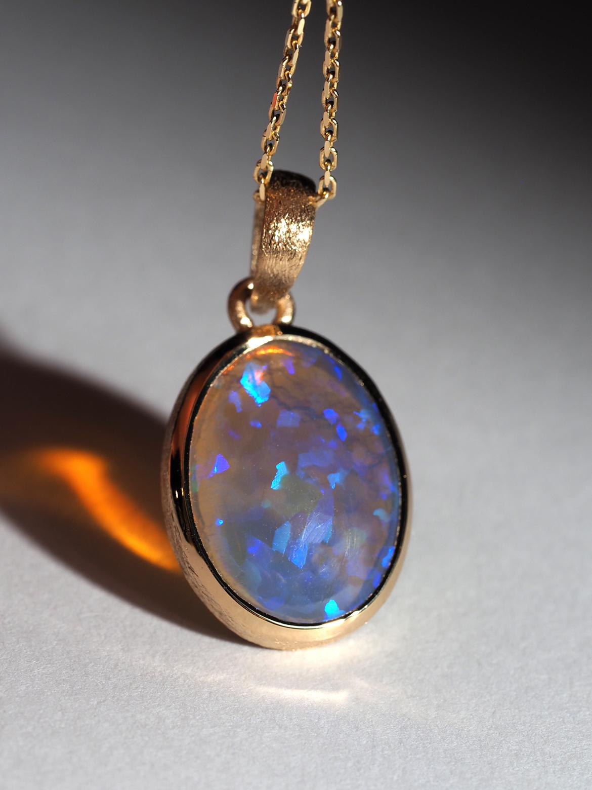 Australian Opal Anhänger Precious 18K Gold Halskette Blau Gelassenheit Geschenk Frau 5