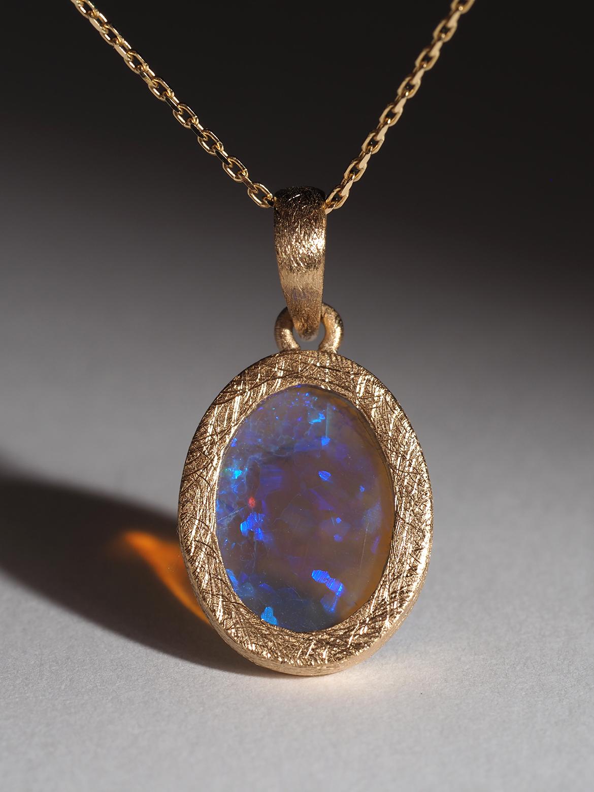 Australian Opal Anhänger Precious 18K Gold Halskette Blau Gelassenheit Geschenk Frau 6