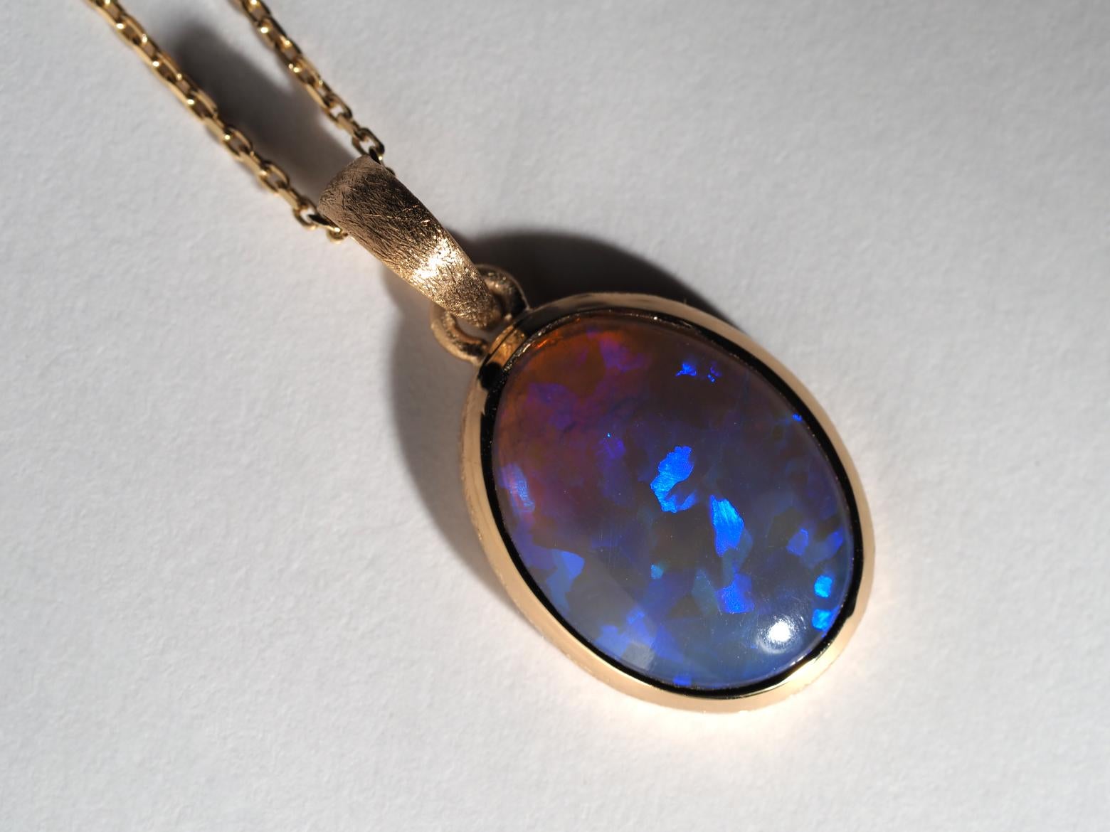 Australian Opal Anhänger Precious 18K Gold Halskette Blau Gelassenheit Geschenk Frau 3