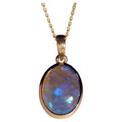 Australian Opal Anhänger Precious 18K Gold Halskette Blau Gelassenheit Geschenk Frau