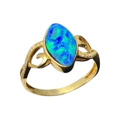 Australian Opal Ring 18k Yellow Gold