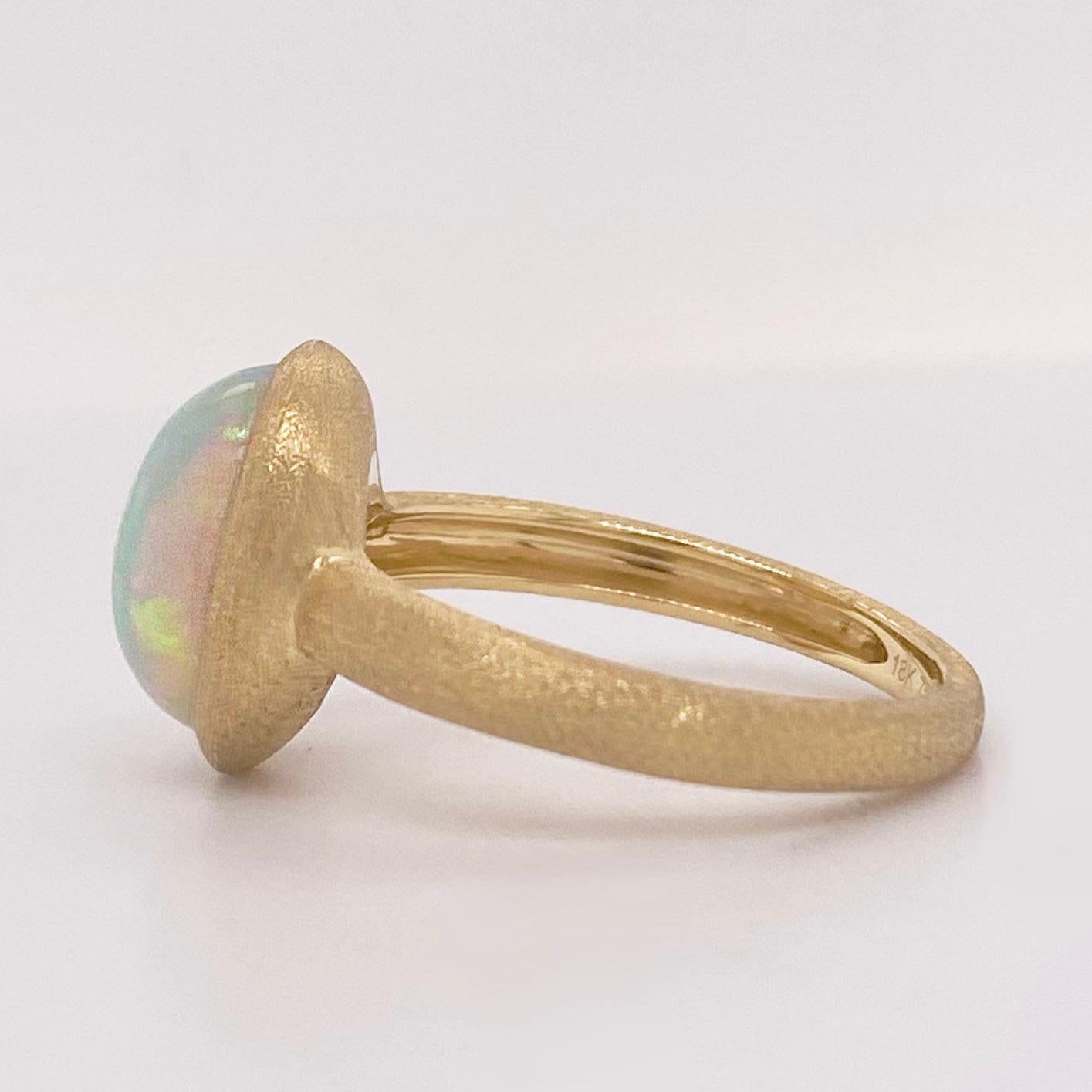 For Sale:  Australian Opal Ring, 2.29ct Opal Brush Finish in 18k Yellow Gold, Bezel Set 2