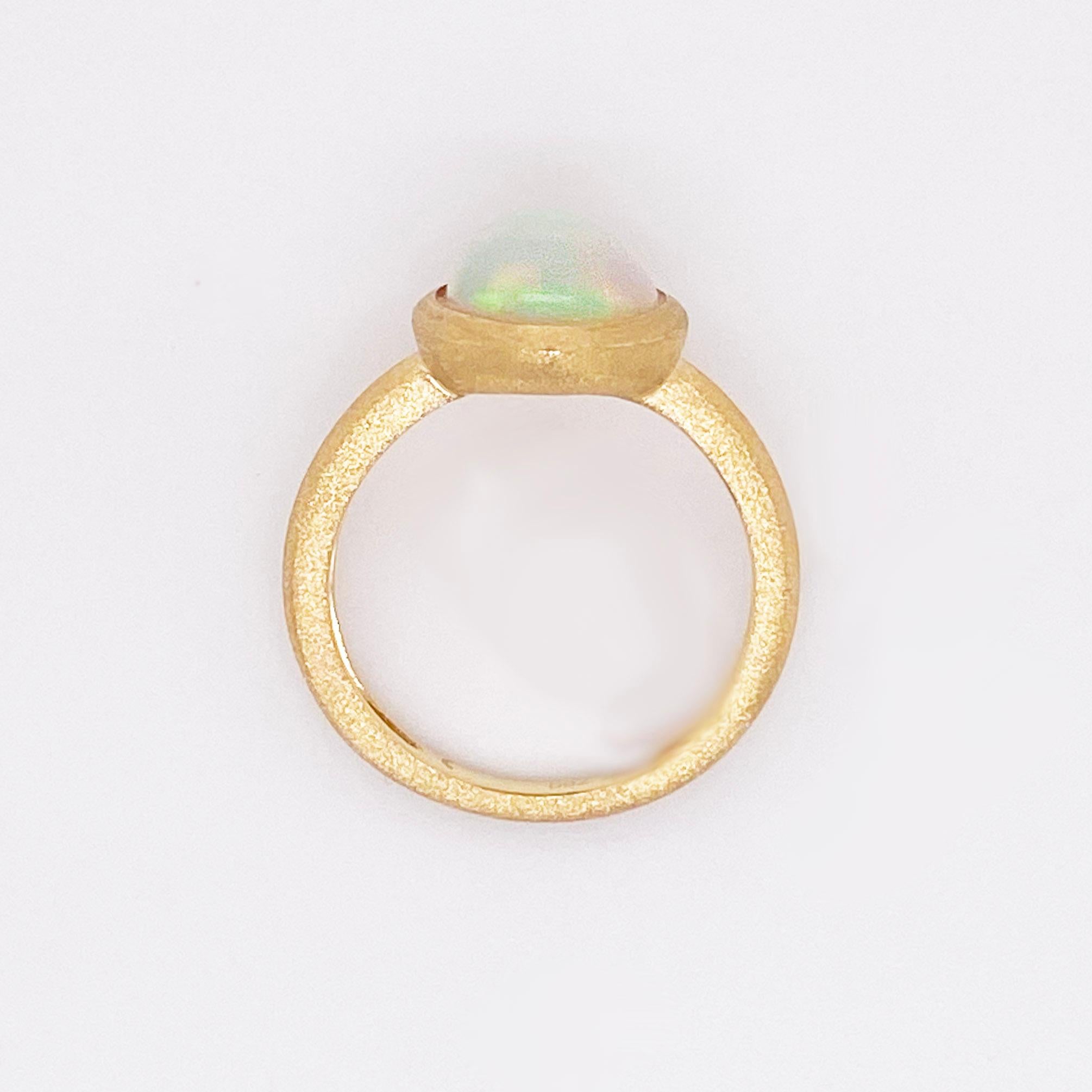 For Sale:  Australian Opal Ring, 2.29ct Opal Brush Finish in 18k Yellow Gold, Bezel Set 4