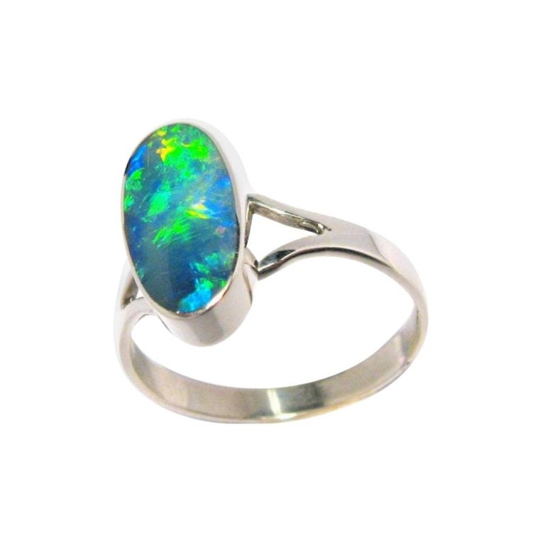 Australian Opal Ring Sterling Silver For Sale 1stDibs