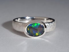 Australischer Opal Silber Ring Feine Qualität dunkler Opal Schmuck Geschenk besondere Person