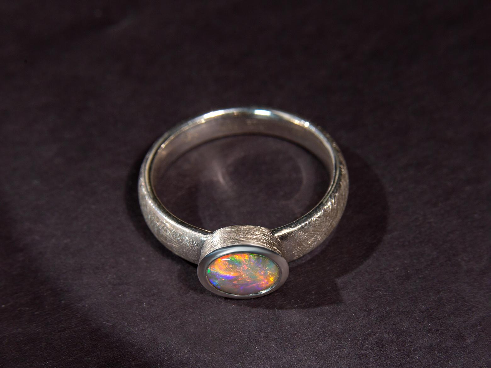 Australian Opal Silver Ring gift Art Therapist girlfriend For Sale 4
