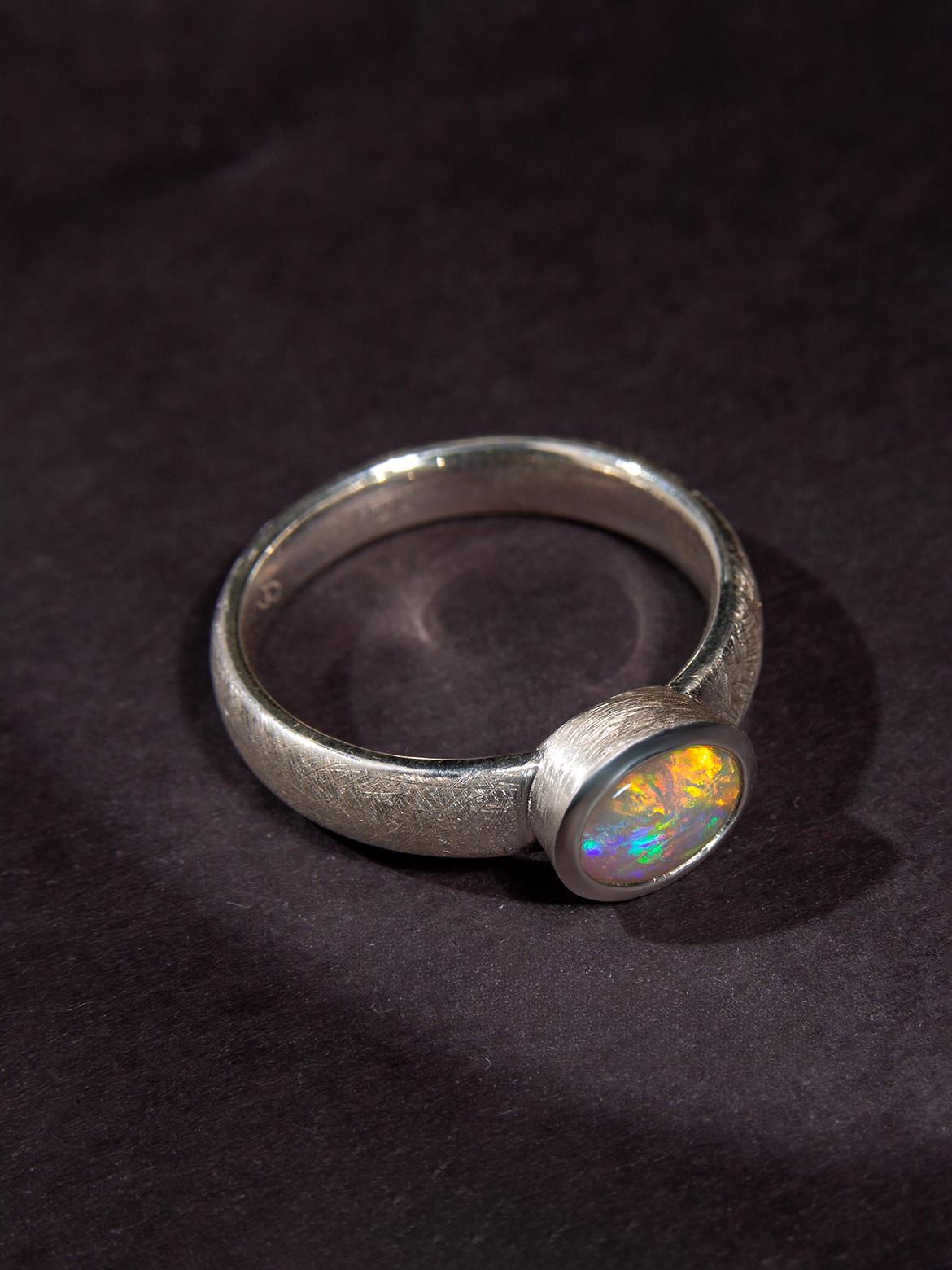 Australian Opal Silver Ring gift Art Therapist girlfriend For Sale 5