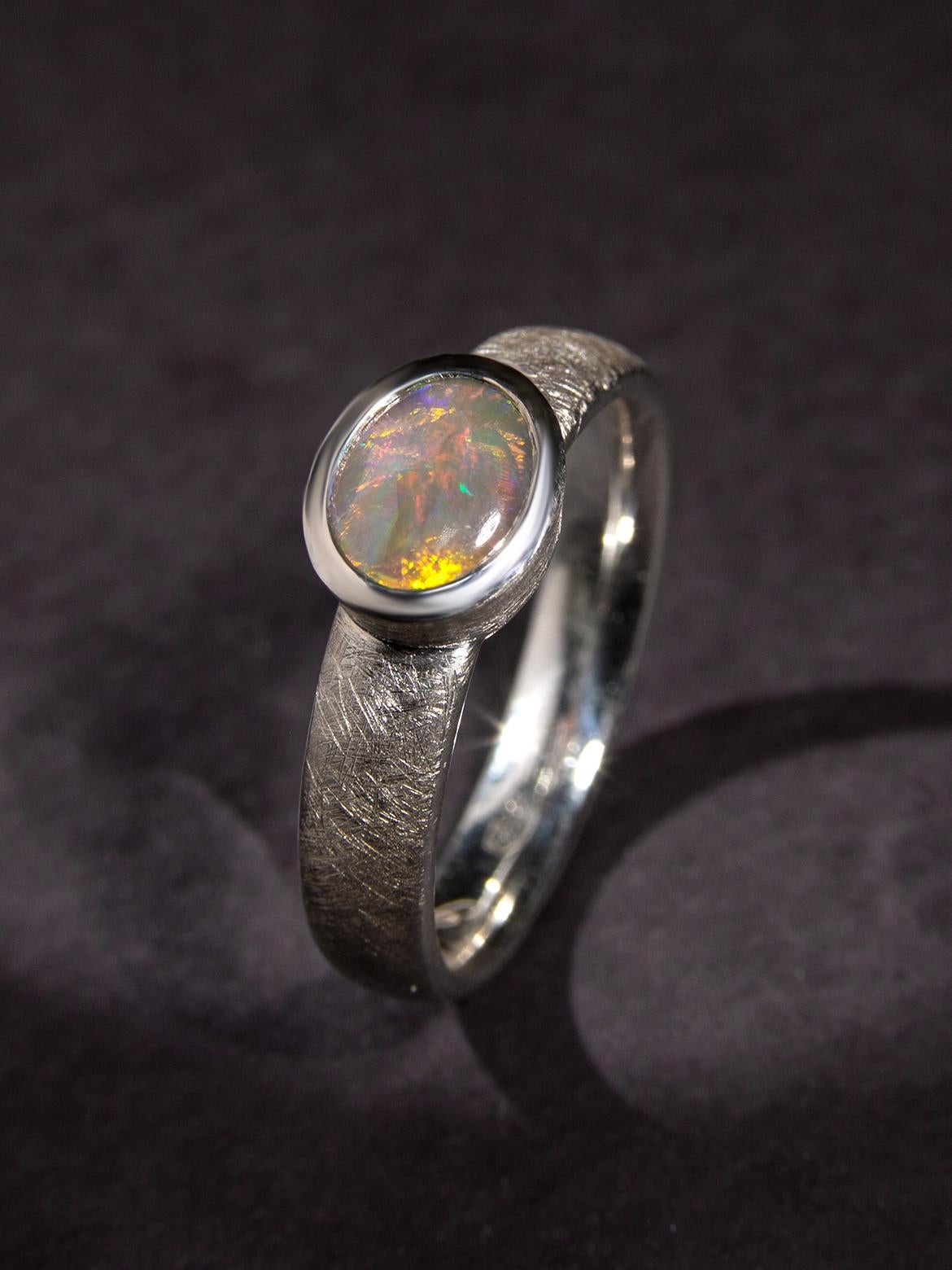 Australian Opal Silver Ring gift Art Therapist girlfriend For Sale 6
