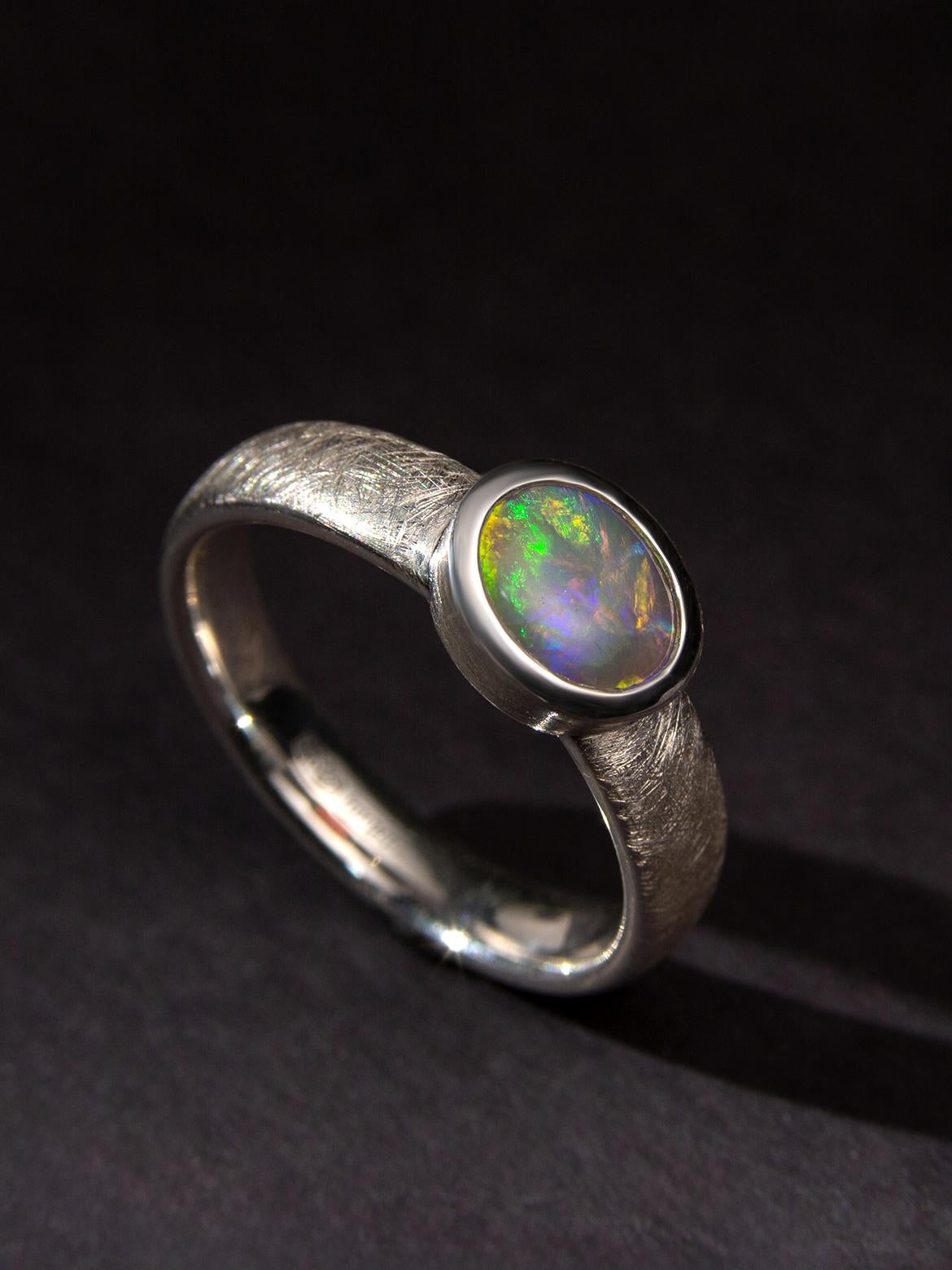Australian Opal Silver Ring gift Art Therapist girlfriend For Sale 7