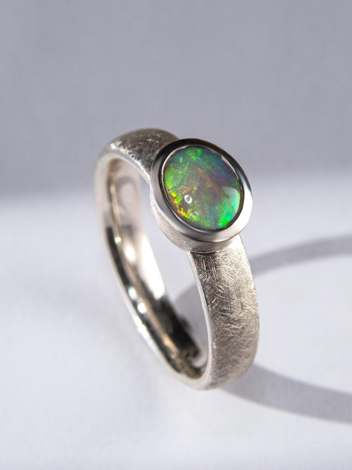 Artist Australian Opal Silver Ring gift Art Therapist girlfriend For Sale
