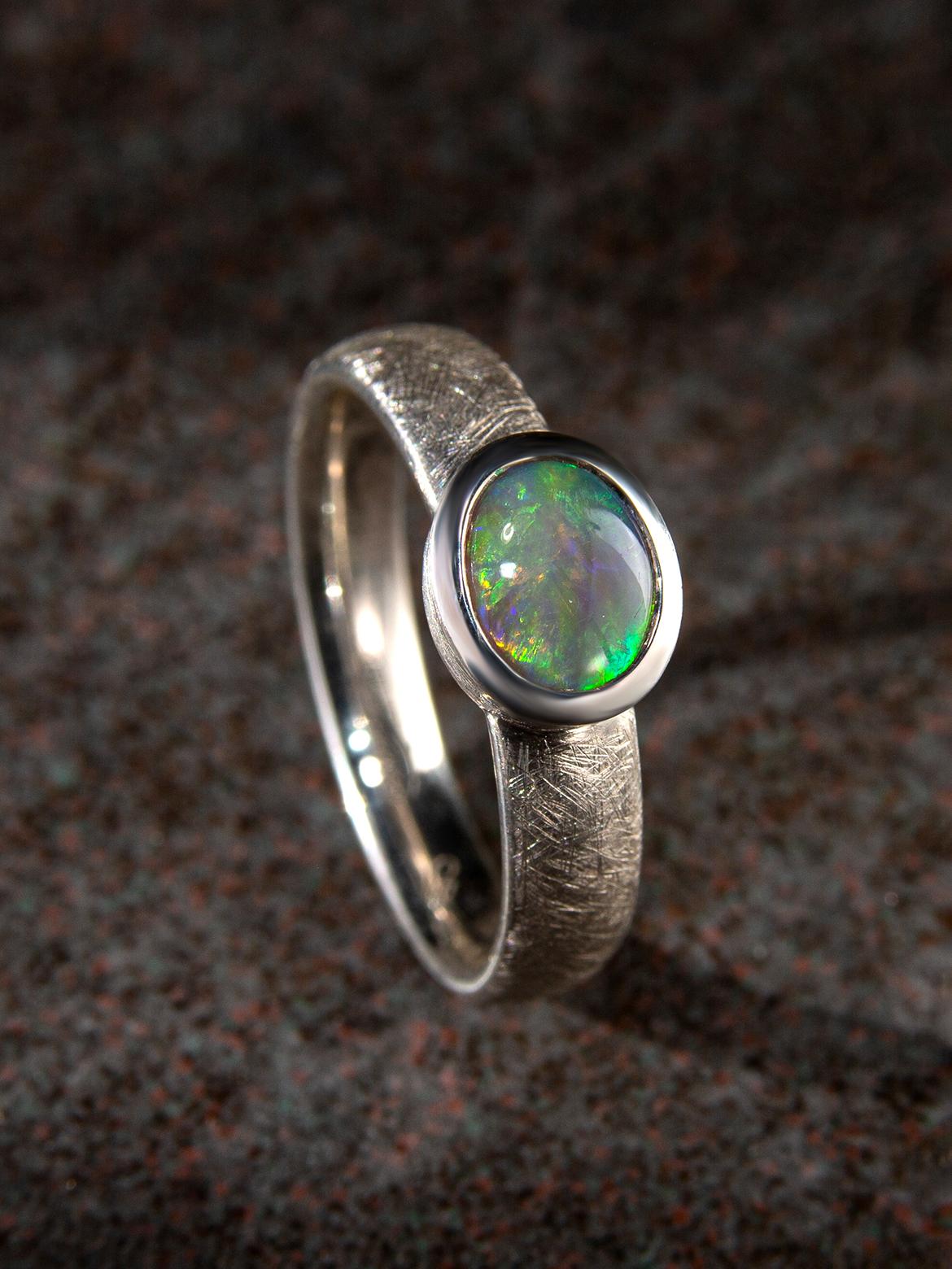 Australian Opal Silver Ring gift Art Therapist girlfriend For Sale 3