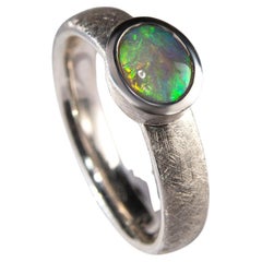Australian Opal Silver Ring gift Art Therapist girlfriend