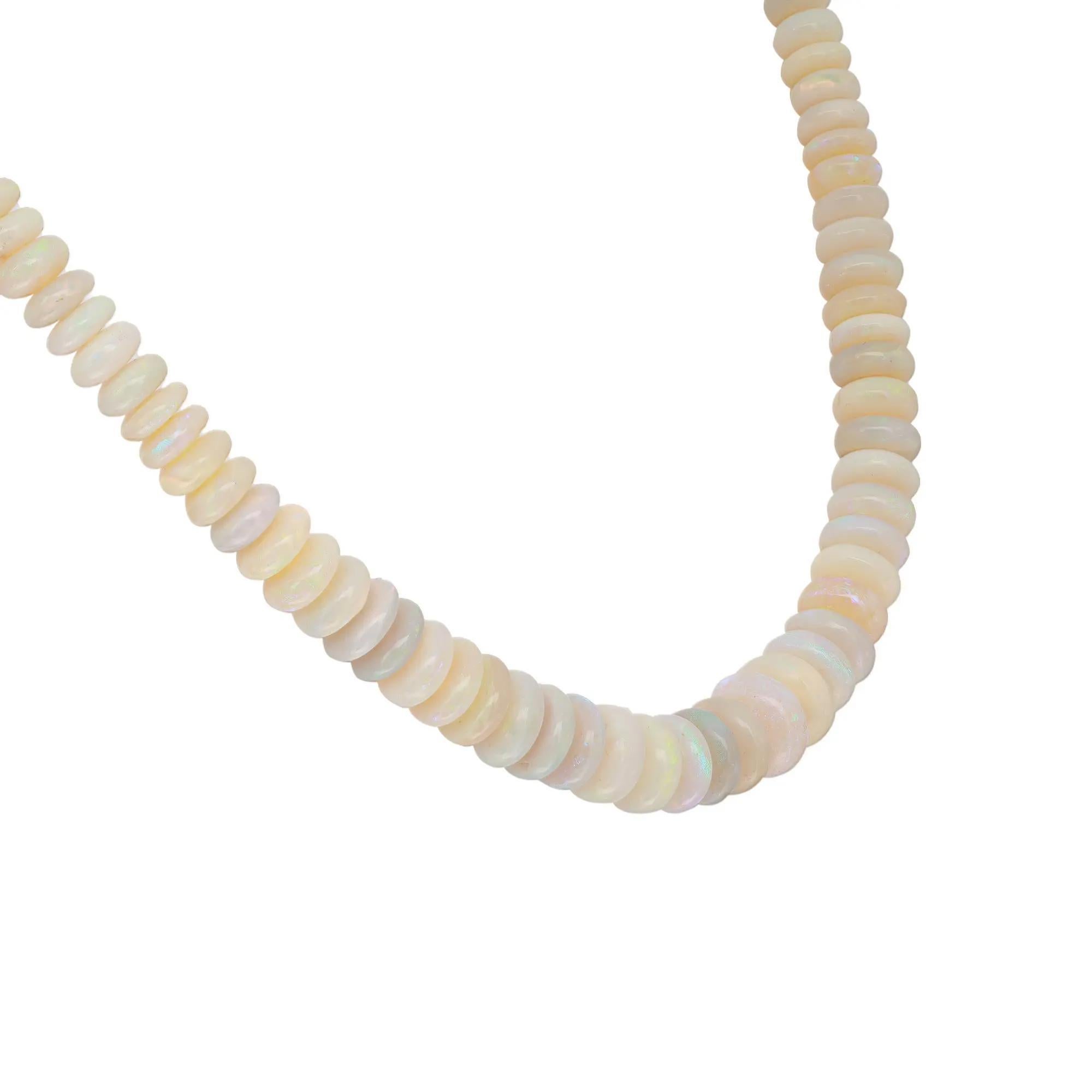 Moderne Collier d'opale australienne en or jaune 14K, 17 pouces en vente