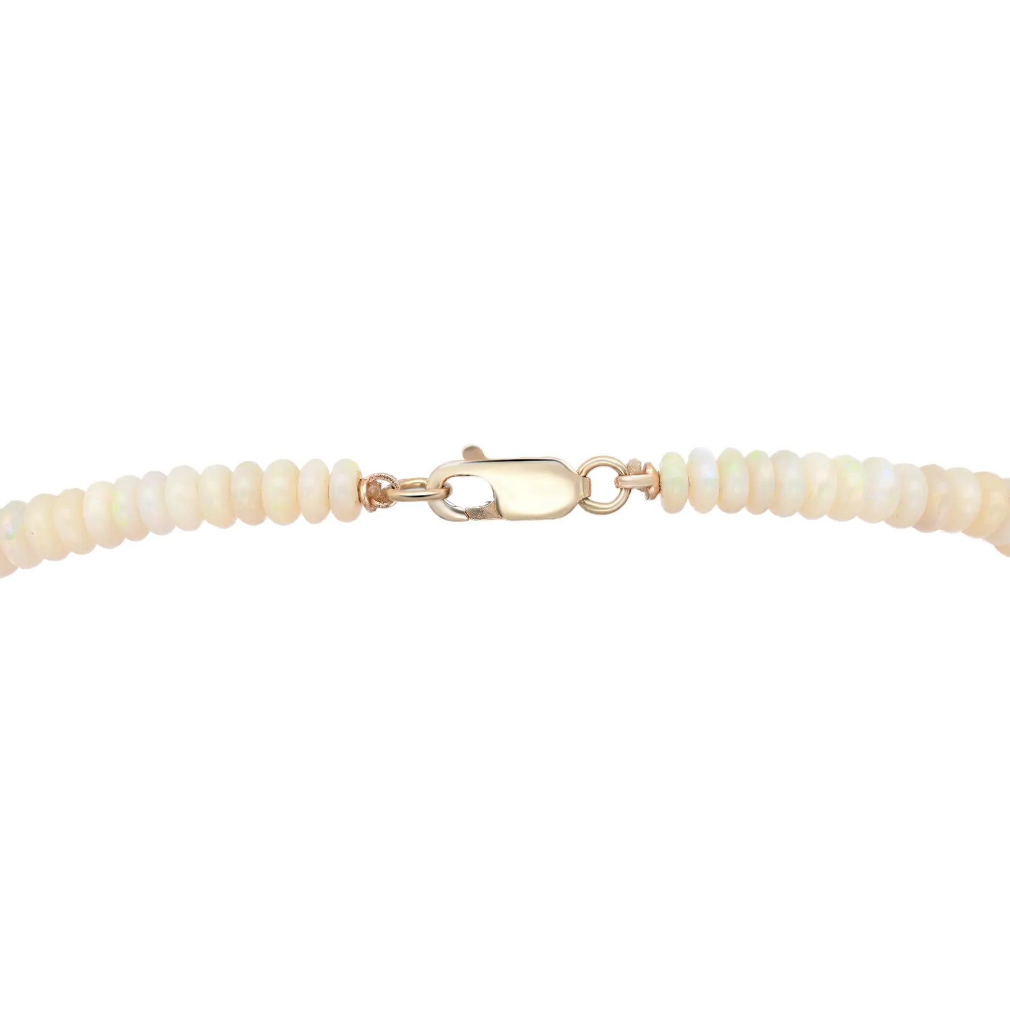 Perle Collier d'opale australienne en or jaune 14K, 17 pouces en vente
