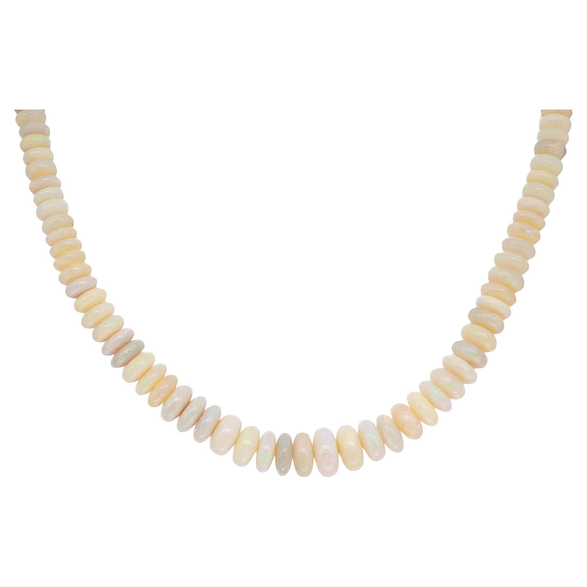Australian Opal Single Strand Necklace 14K Yellow Gold 17 Inches