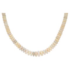 Australian Opal Single Strand Necklace 14K Yellow Gold 17 Inches