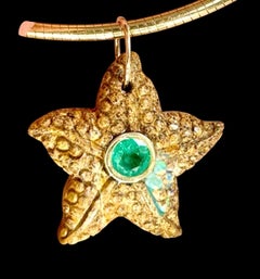 Australian Opal Starfish Pendant (medium) with Emerald & 14k Gold