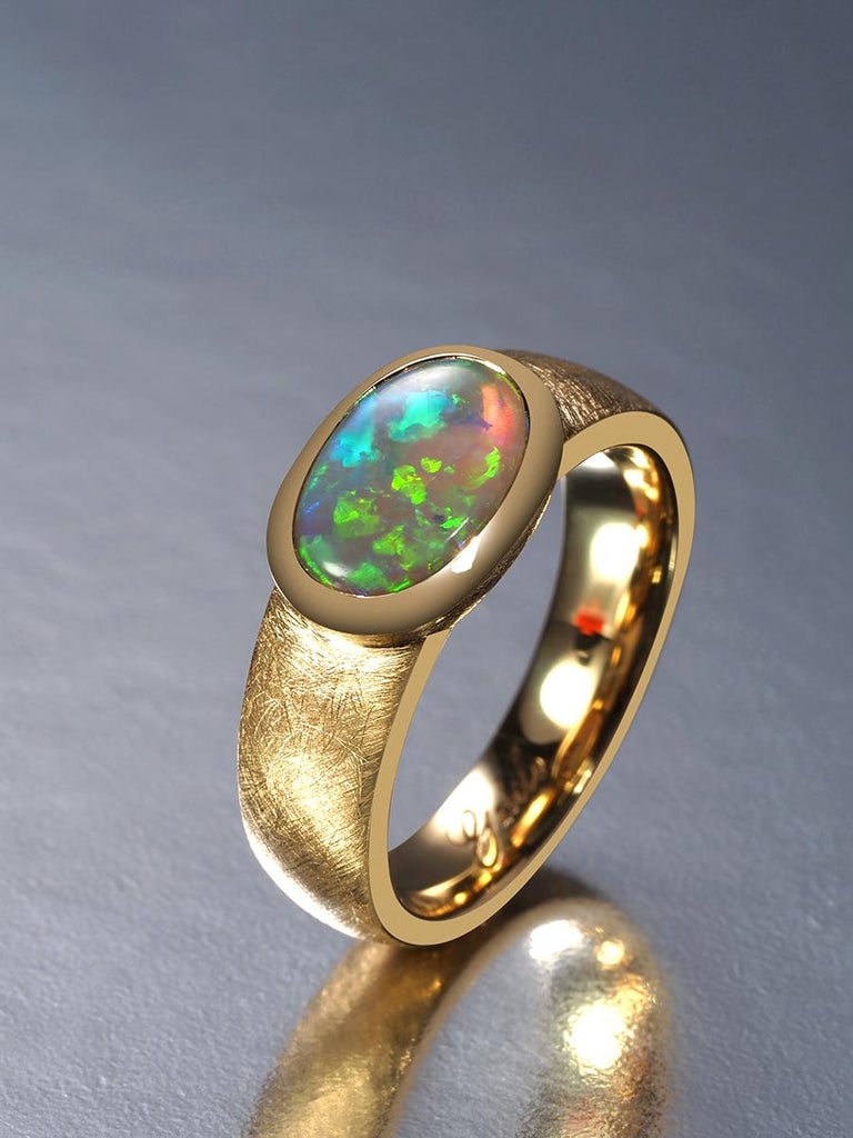 Australian Opal Yellow Gold Engagement Ring For Sale at 1stDibs