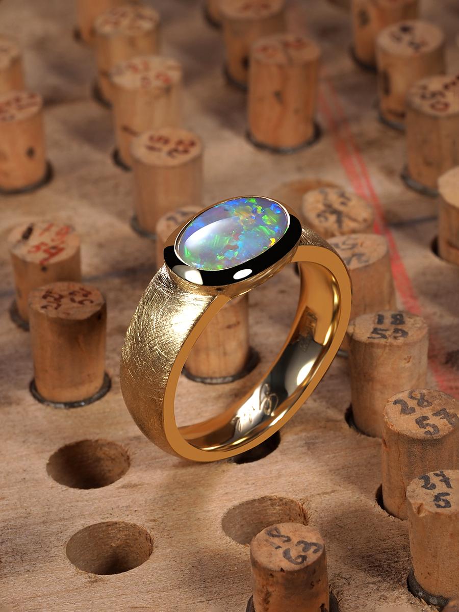 Australian Opal Yellow Gold Engagement Ring For Sale 2