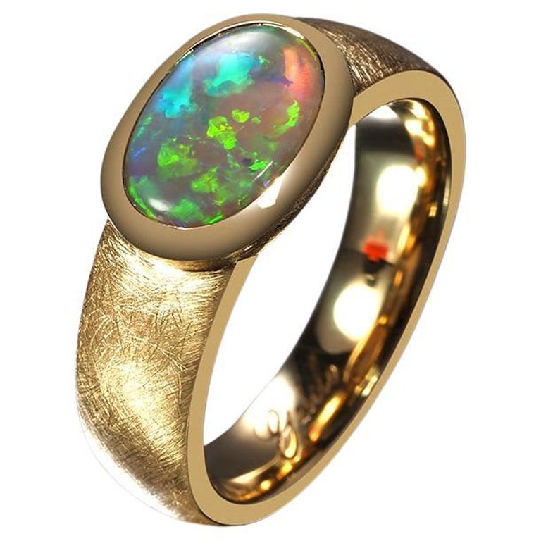Australian Opal Yellow Gold Engagement Ring For Sale at 1stDibs