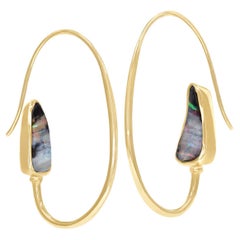 Australian Opal Yellow Gold One-of-a-Kind Back Hoop Earrings, Just Jules 2023