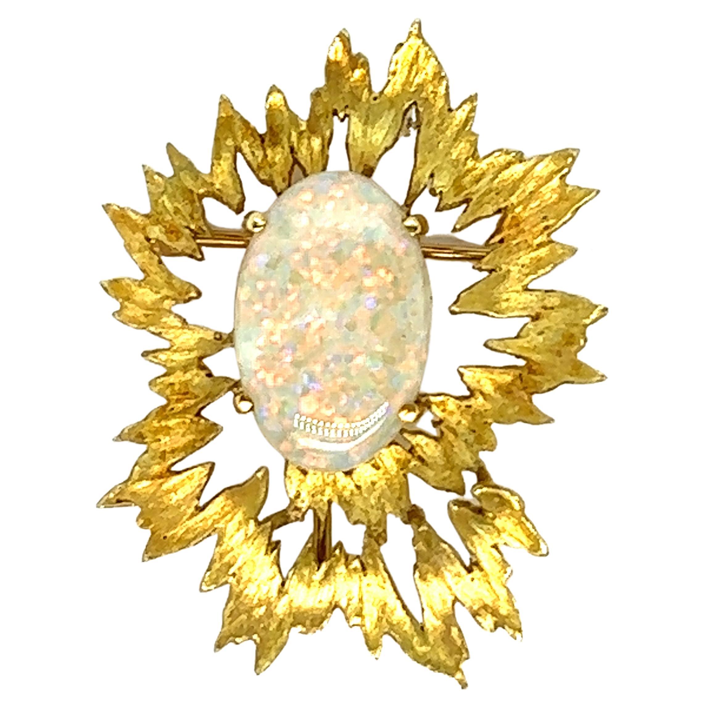 Australian Opal Yellow Gold Pendant Brooch