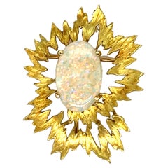 Retro Australian Opal Yellow Gold Pendant Brooch