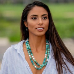 Collar de perlas australianas, amazonita y turquesa