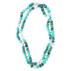 Australian Pearl Amazonite and Turquoise Necklace